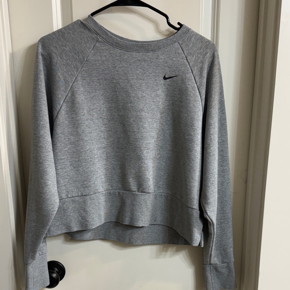 Nike Women's Heather Gray Cropped Sweatshirt